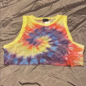 Yellow tie dye crop top